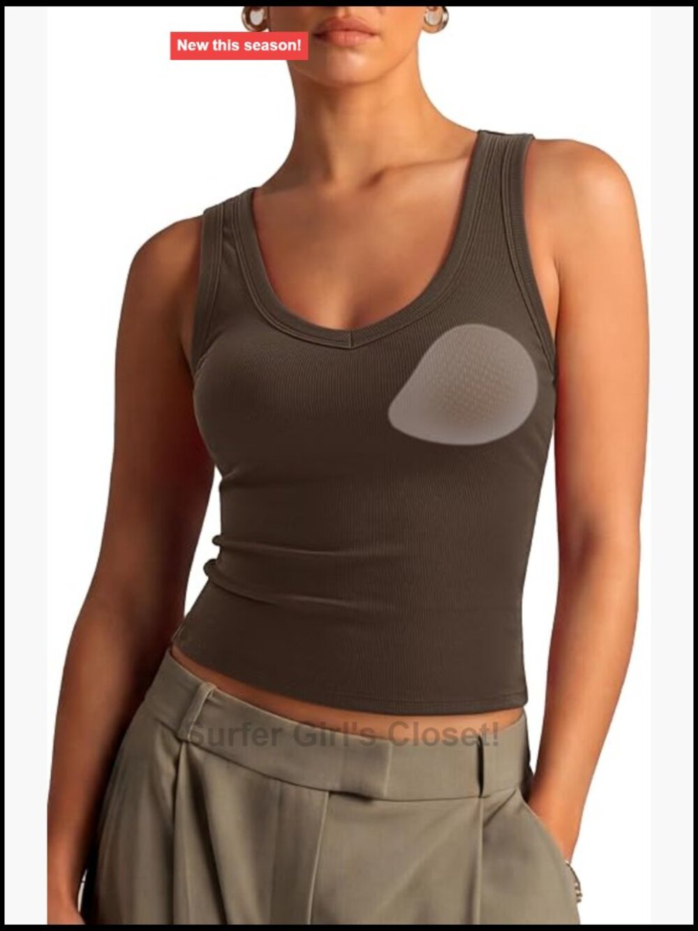 Women's Ribbed Knit Sleeveless Tank Top with Removable Pads